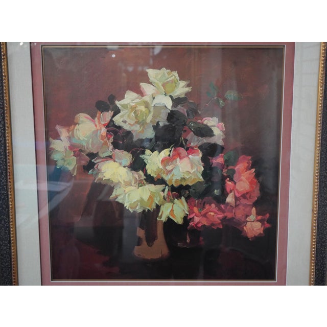 Stunning Framed Still Life Flowers Decorative Artwork For Sale - Image 9 of 11