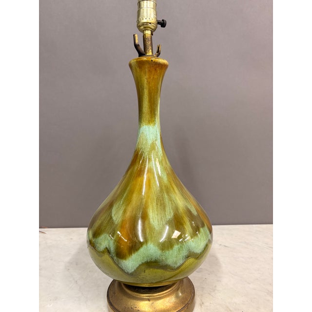 Mid-Century Modern Mid Century Drip Glaze Ceramic Onion Shape Table Lamp For Sale - Image 3 of 7
