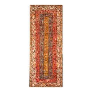 1920s Multi Geometric Antique Persian Hamadan Rug 3'8" X 9'0" Knotted Wool Carpet For Sale