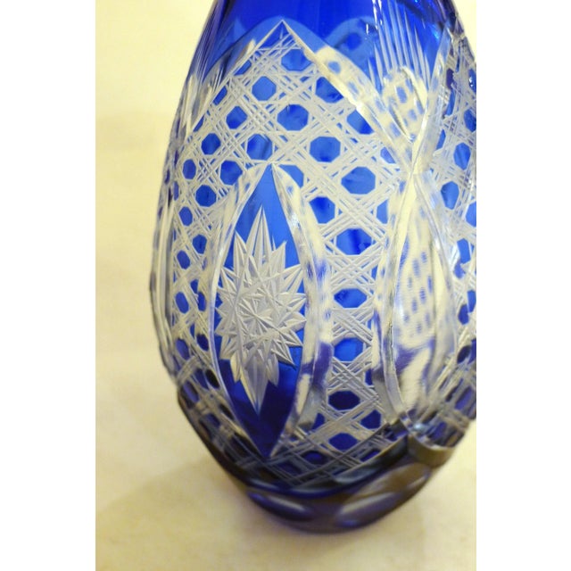 Small Vintage Vase in Cut Bohemian Crystal with Cobalt Blue, 1960s For Sale - Image 12 of 13