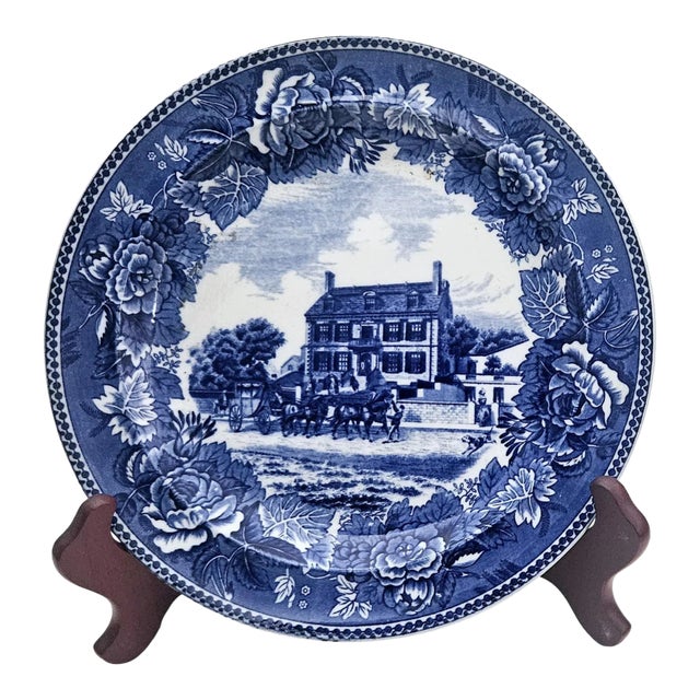 Wedgwood Massachusetts Historic Scenes Bluebell Plate - The John Hancock House, Boston For Sale