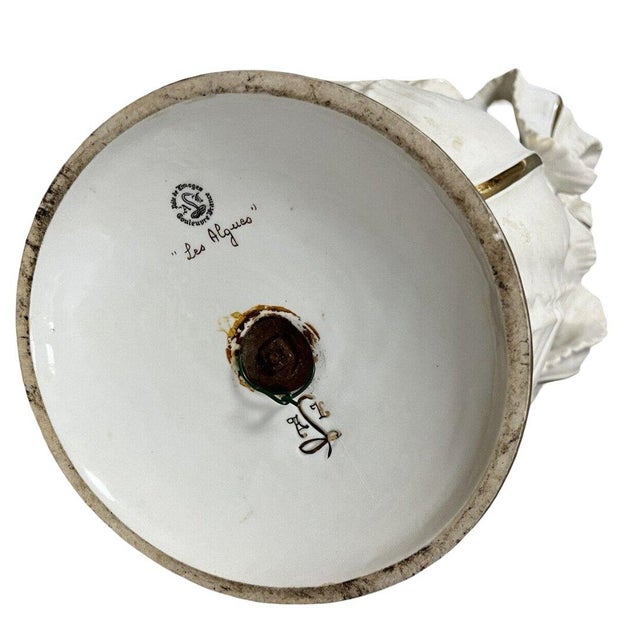 White Large Art Deco Les Algues Vase by Albert Laurent Limoges, 1960s For Sale - Image 8 of 9