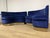 Curved Sofas in Blue Velvet with Brass Base, 1990s, Set of 2 For Sale - Image 6 of 9