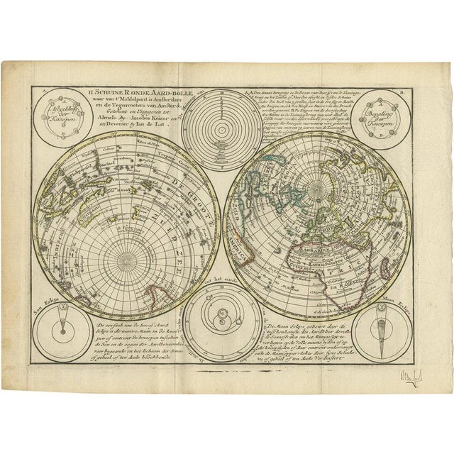 Antique Map of the World in Hemispheres by Keizer & De Lat, 1788 For Sale