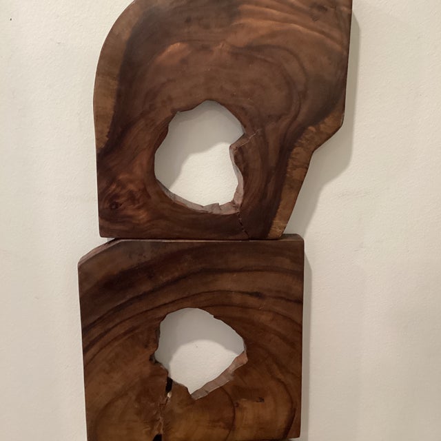 Vintage 3 Pieces Modern Wall Art Jungle Wood Set For Sale - Image 10 of 12