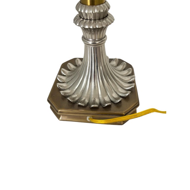 Metal Vintage Neoclassical Mixed Metal Table Lamp For Sale - Image 7 of 8