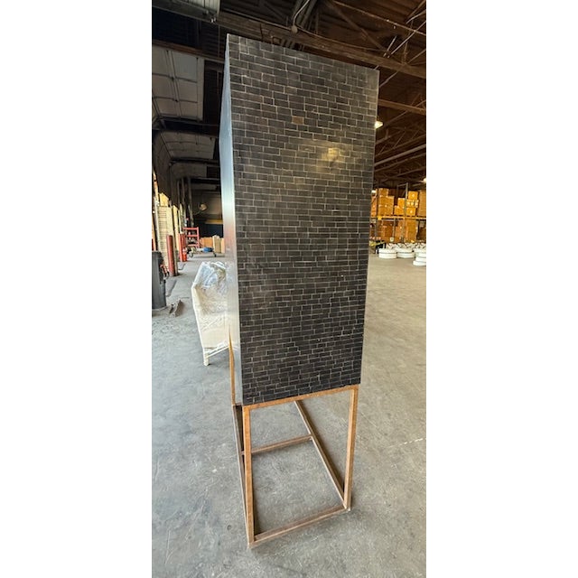 Brown Global Views Horn Inlay Bar Cabinet Black/Antique Brass For Sale - Image 8 of 16