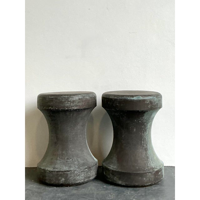 Vintage Boho Made Goods “Freda” Concrete Over Fiberglass Low Stools - A Pair For Sale - Image 9 of 12