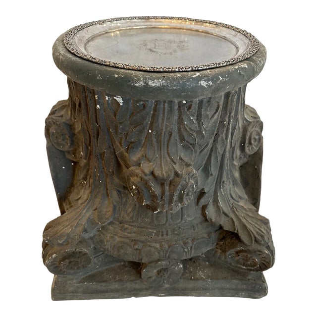 Antique Fois Bois Carved Drinks End Table With 19th Century Silverplate Tray Top For Sale