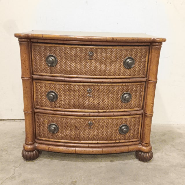 Wood Mid 20th Century Tommy Bahama Lexington Home Bamboo and Wicker Side Table/Nightstand For Sale - Image 7 of 18