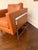 1980s Pair of Cognac Leather and Chrome Lounge Chairs Attributed to Milo Baughman For Sale - Image 4 of 5