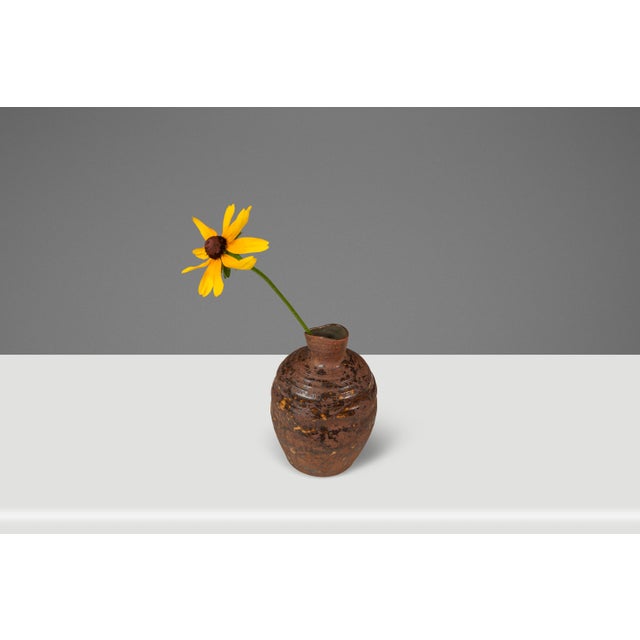 Set of Two (2) Miniature Vintage Ceramic Japanese Shigaraki Yaki Ikebana Flower Vases Vessels, Japan, C. 1960s For Sale - Image 14 of 18