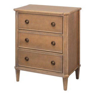 Neoclassical Petite Three-Drawer Chest in Brown Tulip Wood For Sale