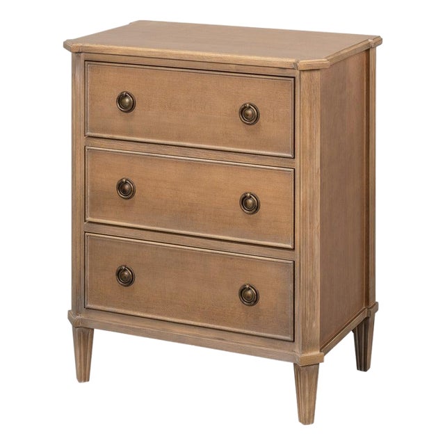 Neoclassical Petite Three-Drawer Chest in Brown Tulip Wood For Sale