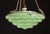 Stunning Murano glass pendant in green colour. Art Deco style: period of manufacture 1940-1950. The disc of the chandelier...