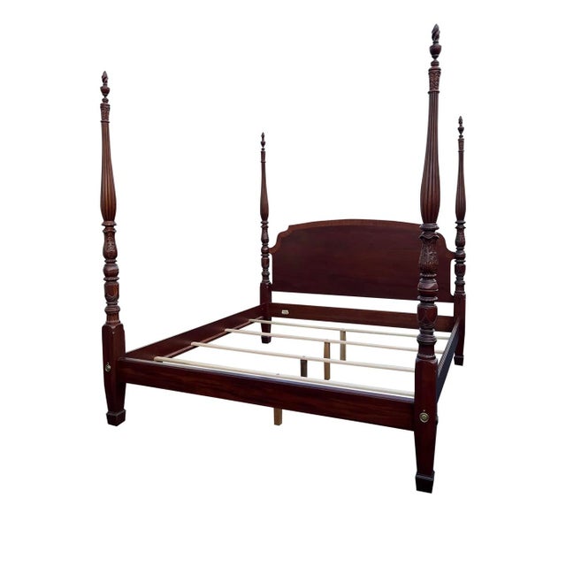 Ethan Allen 4 Poster 18th Century Mahogany California King Bed 87"H x 81.5"W x 88"L Headboard: 42.5" Footboard: 17.5" A...