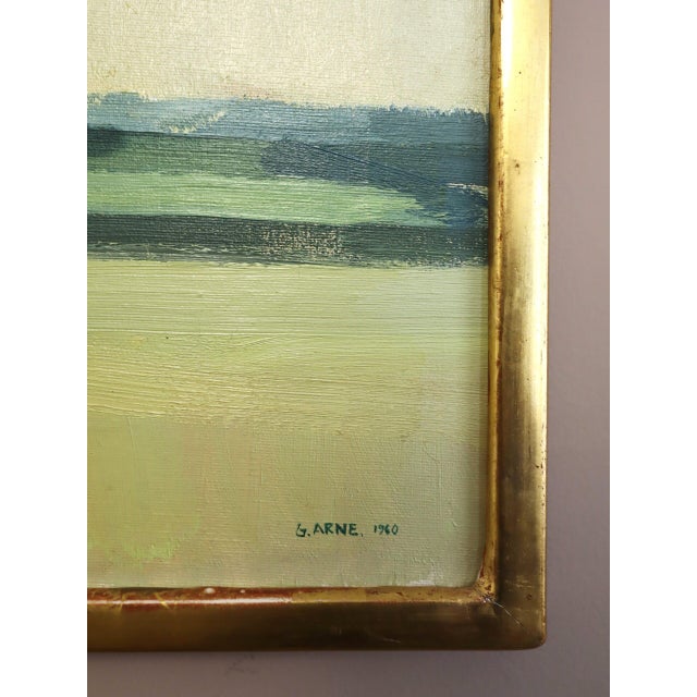 Green 1960 Mid-Century Modern 'The Distant Green' Vintage Original Swedish Abstract Landscape Oil Painting, Framed For Sale - Image 8 of 13