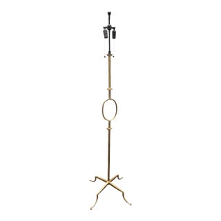Vintage Poillerat Style Gilt Wrought Iron Oval Floor Lamp For Sale