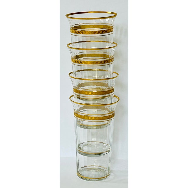 1940s Fostoria Cascade Gilt Fluted Glasses, Set of 4 For Sale - Image 5 of 5