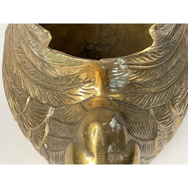 Metal Vintage Brass Swan Planter For Sale - Image 7 of 12
