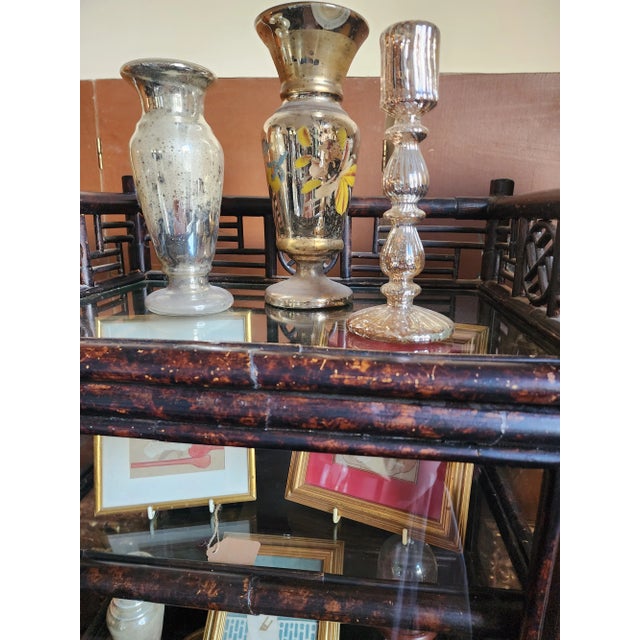 Brown Vintage Bamboo and Glass Vitrine Display Case Cabinet For Sale - Image 8 of 10