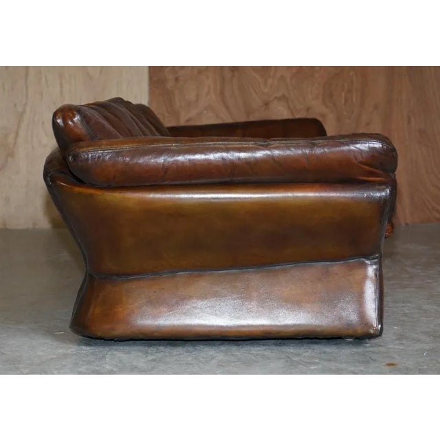 Low Mid-Century Modern Brown Leather Sofa For Sale - Image 14 of 17