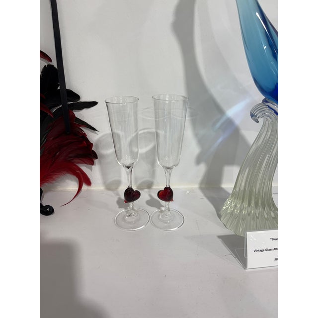 Murano Glass Flutes With Hearts For Sale In Naples, FL - Image 6 of 6