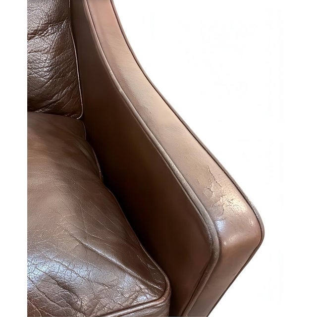 Fredericia Model 2204 Wing Chair in Patinated Leather by Borge Mogensen, 1960s For Sale - Image 9 of 17