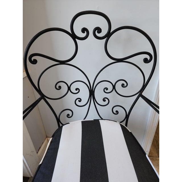 Metal Vintage Wrought Iron Garden Armchair With Cabriole Legs For Sale - Image 7 of 15