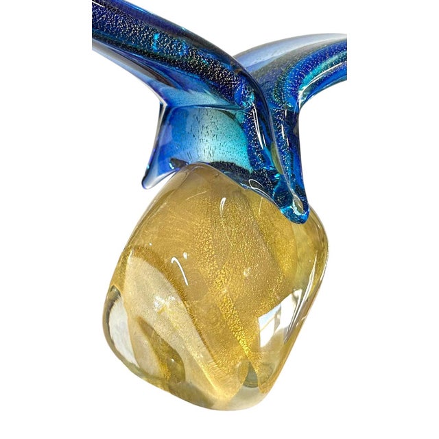 Murano Bird Art Glass Sculpture With Blue & Gold Aventurine by Sandro Frattini, 21/70 For Sale - Image 10 of 11