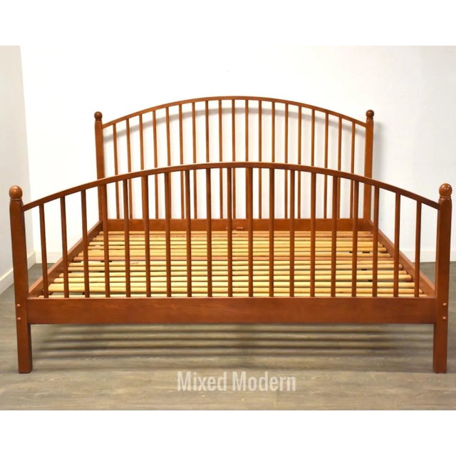Brown Oak King Bed Frame For Sale - Image 8 of 8