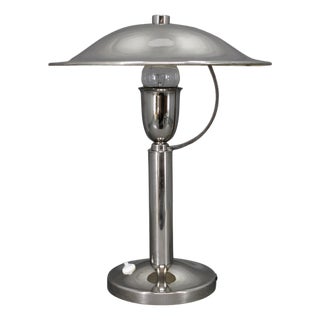 Art Deco Nickel Table Lamp, Czech, 1930s For Sale