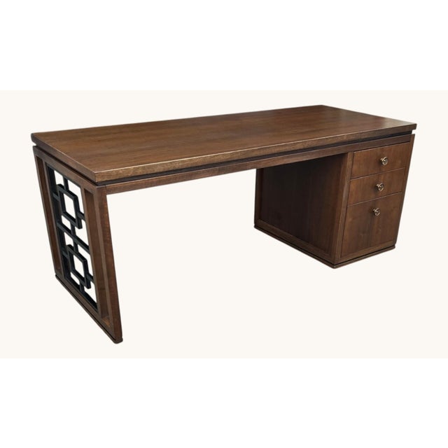Modernist Sculptural Walnut Desk With Asymmetrical Geometric Base For Sale - Image 9 of 17