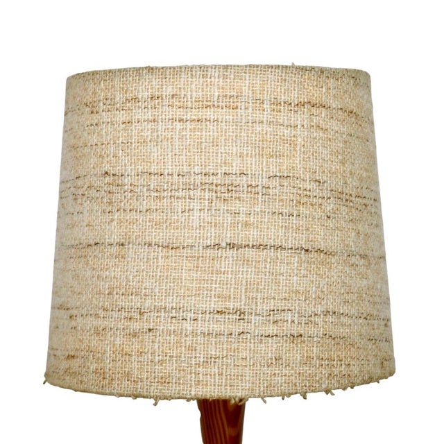 Vintage German Table Lamps with Wooden Base and Wool Shade, 1960s, Set of 2 For Sale - Image 4 of 8