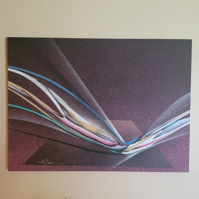 1980s Large Kingston Abstract Mixed Media Painting Signed For Sale - Image 5 of 7