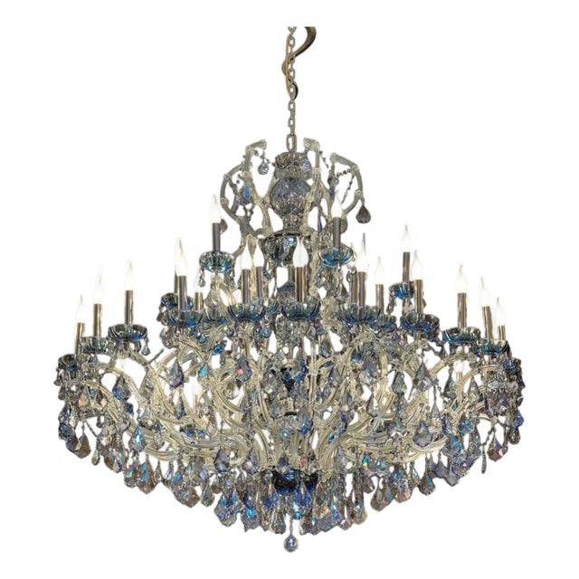 Maria Theresa 30 Lights Chandelier in Polished Chrome and Crystal by Aggiolight For Sale