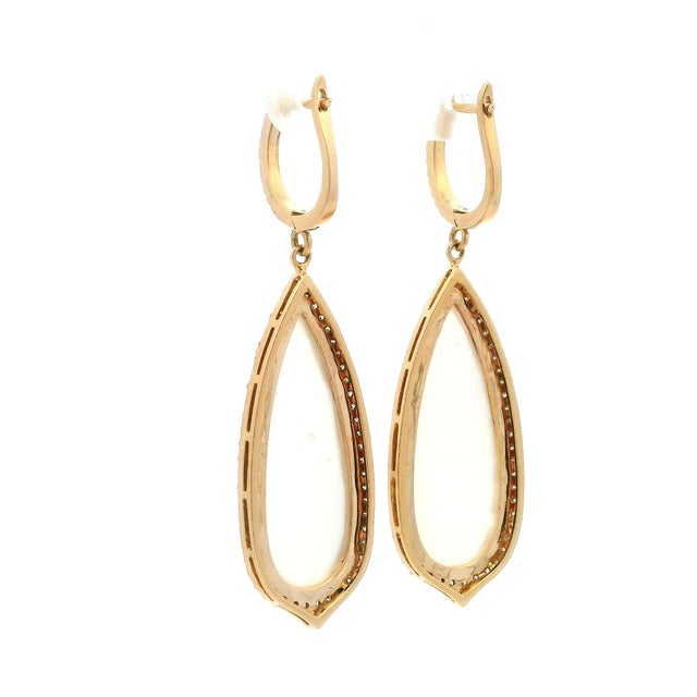 2020s Italian 14k Rose Gold Mother-of-Pearl Diamond Drop Earrings, Pair For Sale - Image 5 of 10