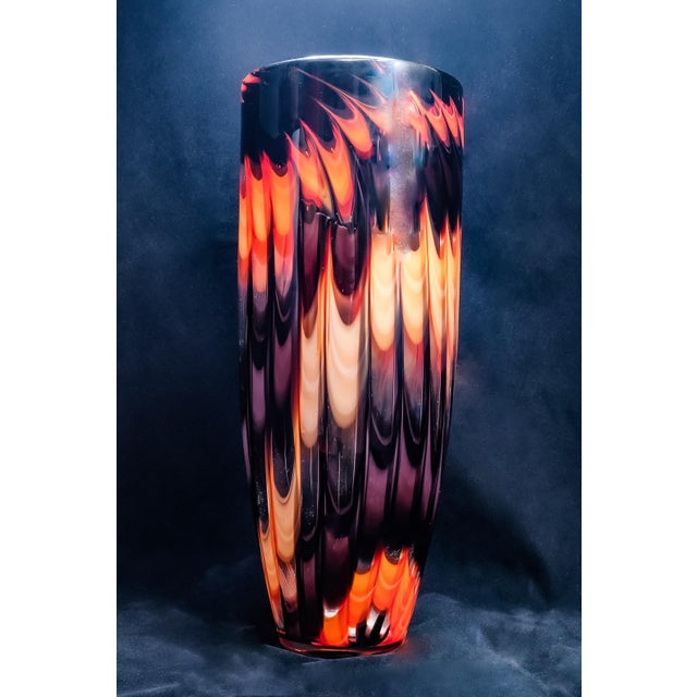 Large Mid-Century Fratelli Toso Murano "Fenicio" Flame Glass Vase For Sale - Image 11 of 12