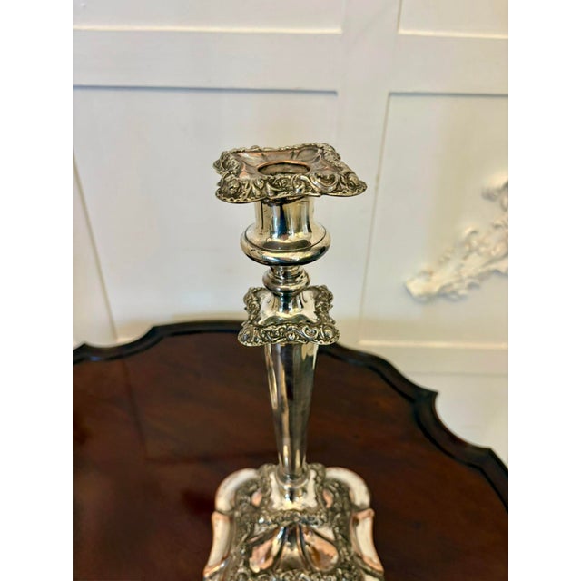 Late 19th Century Antique Tall Silver-Plated Candlesticks, 1880, Set of 2 For Sale - Image 5 of 12