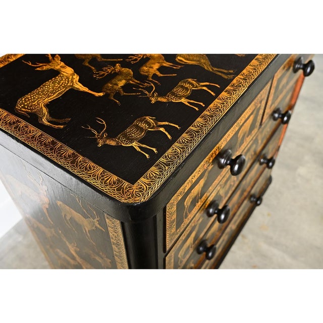English English 19th Century Pine Chest with New Paint & Decoupage For Sale - Image 3 of 9