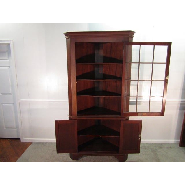 Henkel Harris Solid Mahogany Twelve Pane Corner China Cabinet For Sale - Image 6 of 10