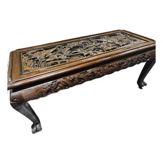 Late 20th Century Custom Hand Carved Coffee Table Oriental For Sale