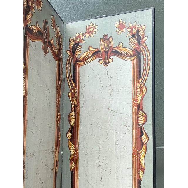 Vintage Neoclassical Paper Folding Screen For Sale - Image 10 of 18