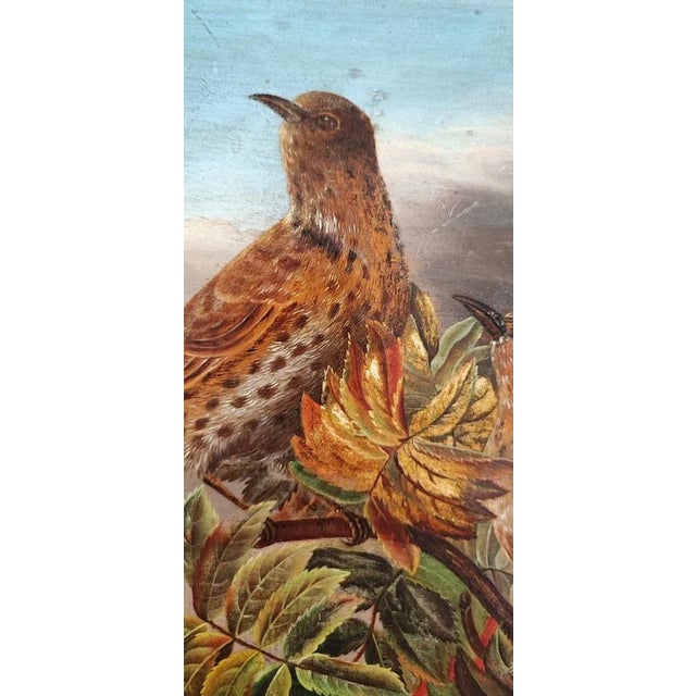 C.B. Hjortdal, Couple d'Oiseaux sur une Branche Fruitée, Oil on Wood, Framed For Sale - Image 5 of 11