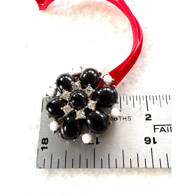 Vintage Holiday Ornament Metal With Crystal and Acrylic For Sale - Image 4 of 4