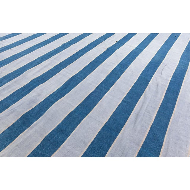 Doris Leslie Blau Vintage Indian Dhurrie Striped Rug For Sale - Image 11 of 11