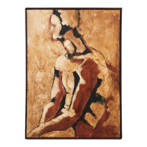 1960s Abstract Male Figure Original Oil Painting on Canvas, Signed by Artist Alice Denson