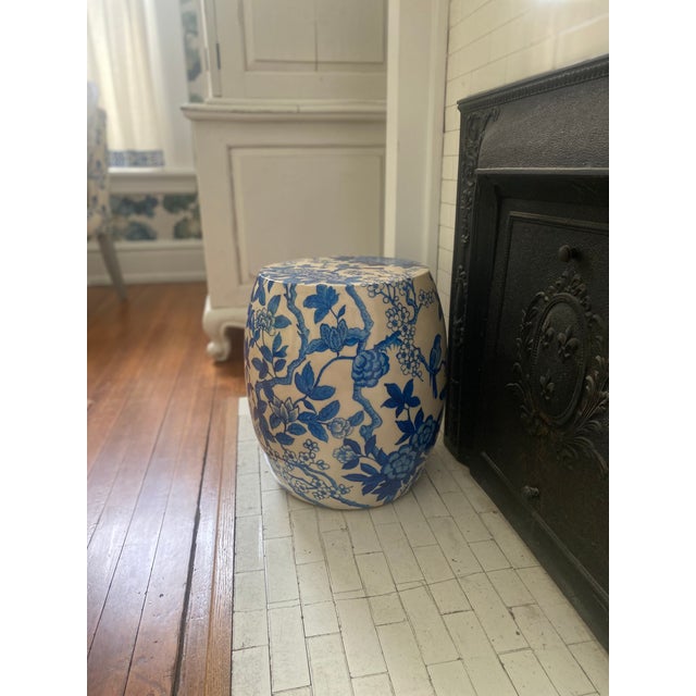 Chinoiserie Blue and White Garden Stool For Sale - Image 3 of 3