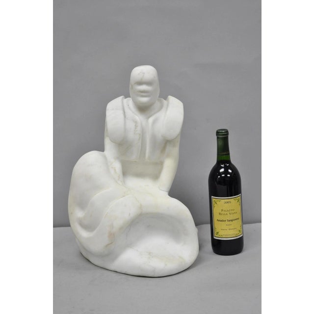 Vintage Seymour Shuren Modern White Carved Marble Male Soldier Figure Sculpture For Sale - Image 16 of 16