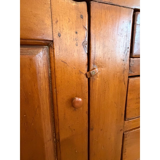 Pumpkin Antique New England Pumpkin Pine Cupboard For Sale - Image 8 of 11